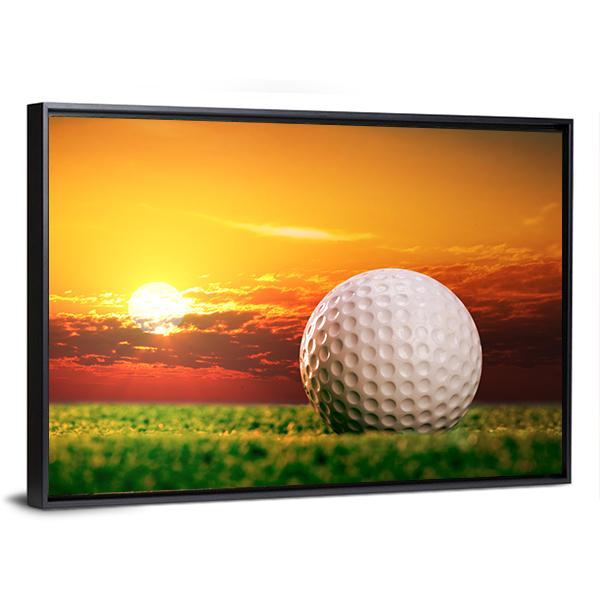 Golf Ball In Sunset Canvas Wall Art-3 Horizontal-Gallery Wrap-25" x 16"-Tiaracle