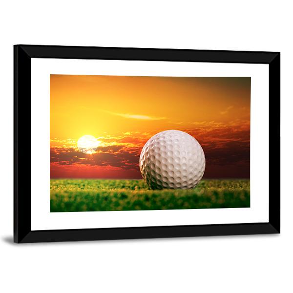 Golf Ball In Sunset Canvas Wall Art-3 Horizontal-Gallery Wrap-25" x 16"-Tiaracle