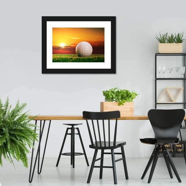 Golf Ball In Sunset Canvas Wall Art-3 Horizontal-Gallery Wrap-25" x 16"-Tiaracle