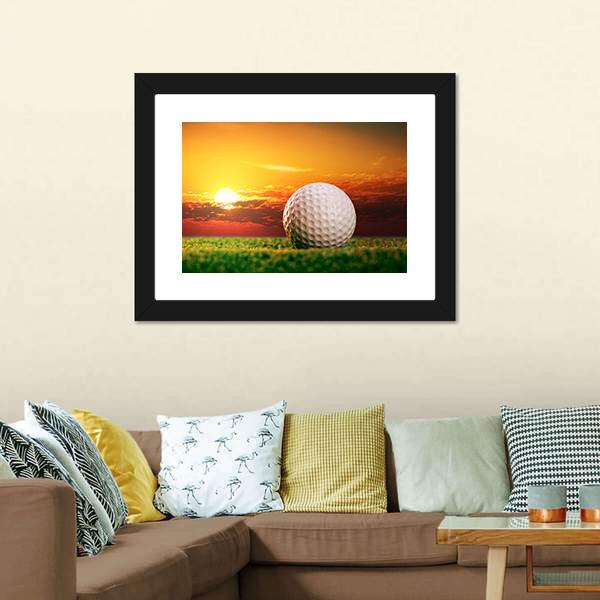 Golf Ball In Sunset Canvas Wall Art-3 Horizontal-Gallery Wrap-25" x 16"-Tiaracle