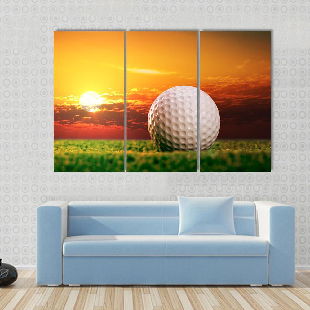 Golf Ball In Sunset Canvas Wall Art-3 Horizontal-Gallery Wrap-37" x 24"-Tiaracle