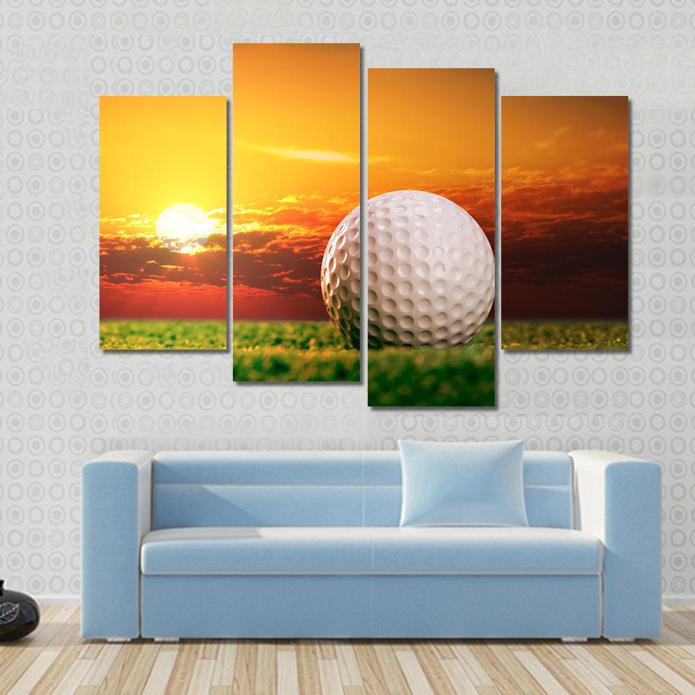 Golf Ball In Sunset Canvas Wall Art-4 Pop-Gallery Wrap-50" x 32"-Tiaracle