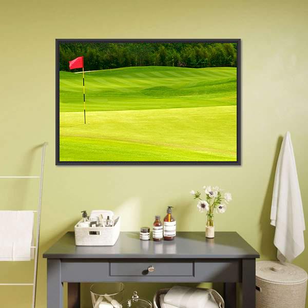 Golf Ball Near Hole Canvas Wall Art-1 Piece-Floating Frame-24" x 16"-Tiaracle