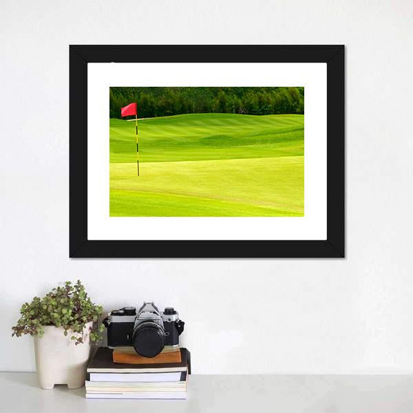 Golf Ball Near Hole Canvas Wall Art-1 Piece-Framed Print-20" x 16"-Tiaracle