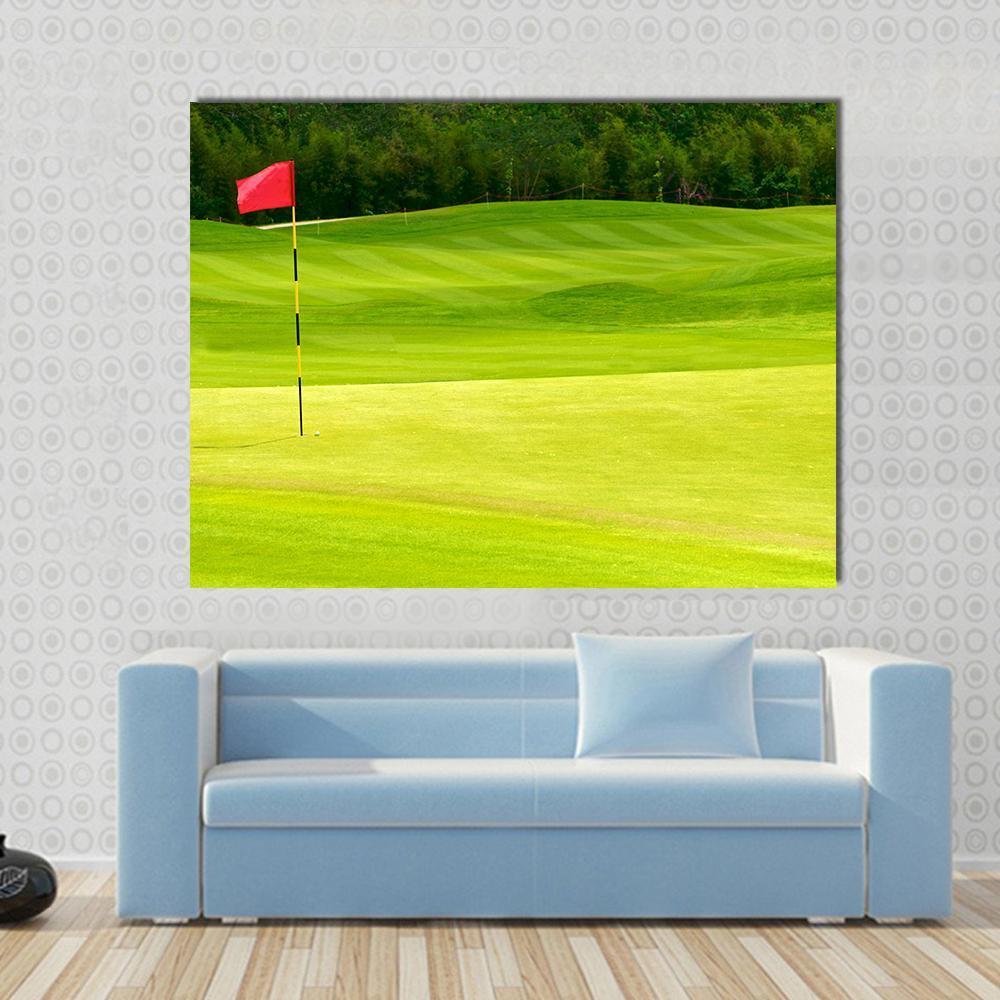 Golf Ball Near Hole Canvas Wall Art-1 Piece-Gallery Wrap-48" x 32"-Tiaracle