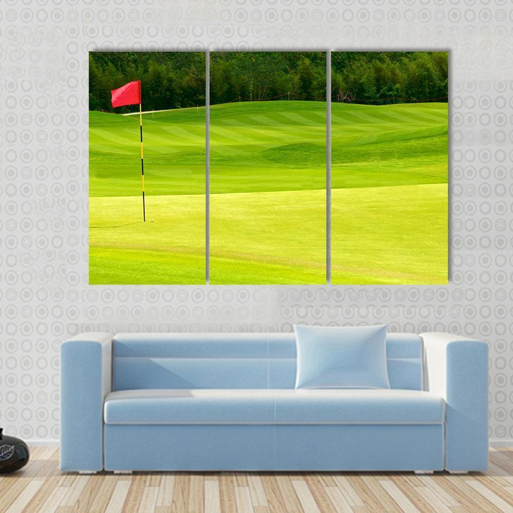 Golf Ball Near Hole Canvas Wall Art-3 Horizontal-Gallery Wrap-37" x 24"-Tiaracle