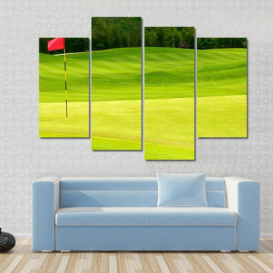 Golf Ball Near Hole Canvas Wall Art-4 Pop-Gallery Wrap-50" x 32"-Tiaracle