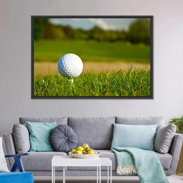 Golf Ball On Beautiful Course Canvas Wall Art-3 Horizontal-Gallery Wrap-25" x 16"-Tiaracle