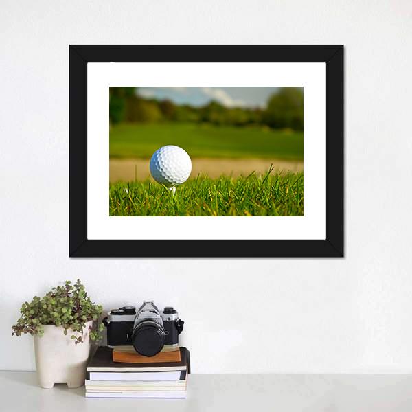 Golf Ball On Beautiful Course Canvas Wall Art-1 Piece-Framed Print-20" x 16"-Tiaracle