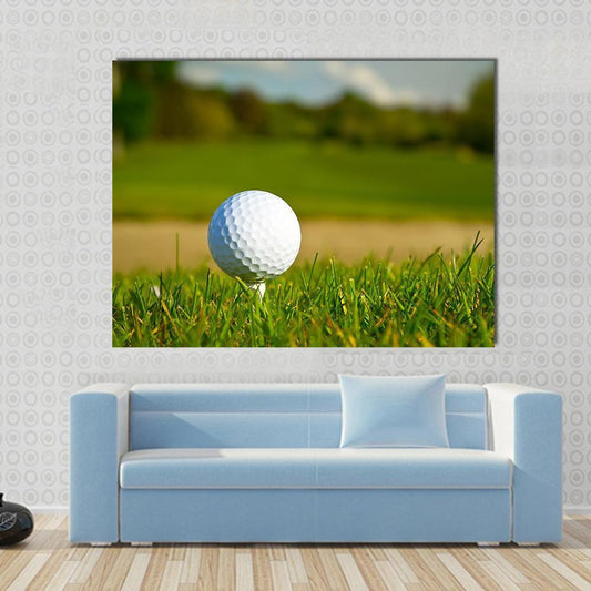 Golf Ball On Beautiful Course Canvas Wall Art-1 Piece-Gallery Wrap-48" x 32"-Tiaracle