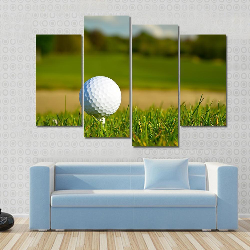 Golf Ball On Beautiful Course Canvas Wall Art-4 Pop-Gallery Wrap-50" x 32"-Tiaracle