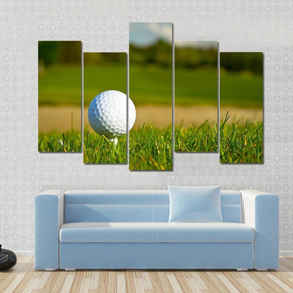 Golf Ball On Beautiful Course Canvas Wall Art-5 Pop-Gallery Wrap-47" x 32"-Tiaracle