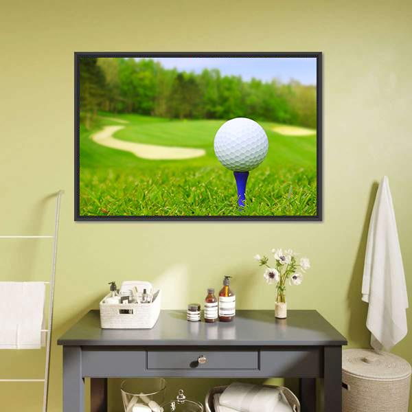 Golf Ball On Course Canvas Wall Art-1 Piece-Floating Frame-24" x 16"-Tiaracle