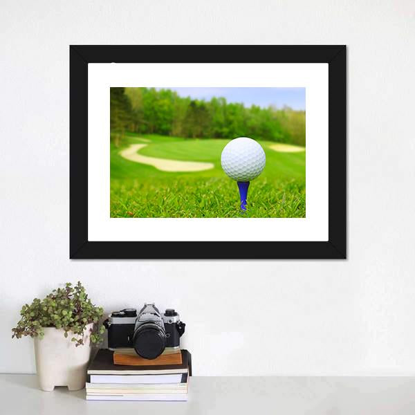 Golf Ball On Course Canvas Wall Art-1 Piece-Framed Print-20" x 16"-Tiaracle