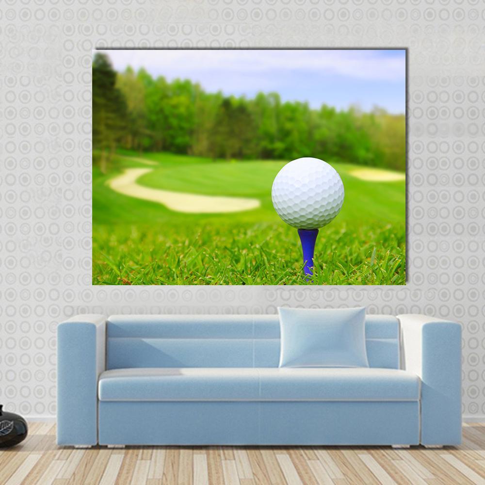 Golf Ball On Course Canvas Wall Art-1 Piece-Gallery Wrap-48" x 32"-Tiaracle