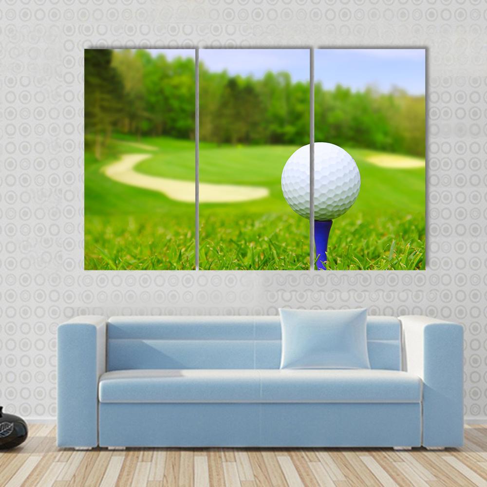 Golf Ball On Course Canvas Wall Art-3 Horizontal-Gallery Wrap-37" x 24"-Tiaracle