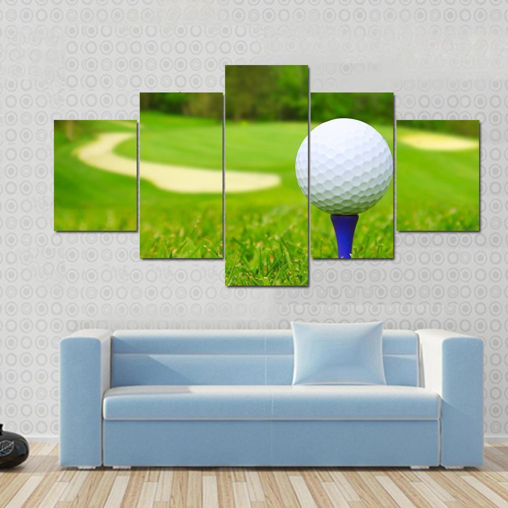 Golf Ball On Course Canvas Wall Art-5 Star-Gallery Wrap-62" x 32"-Tiaracle