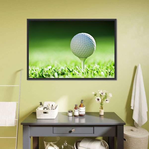 Golf Ball On Green Grass Canvas Wall Art-1 Piece-Floating Frame-24" x 16"-Tiaracle