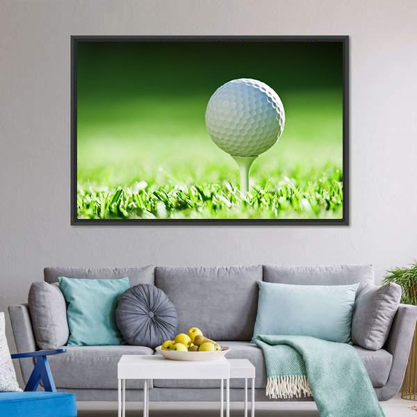 Golf Ball On Green Grass Canvas Wall Art-3 Horizontal-Gallery Wrap-25" x 16"-Tiaracle