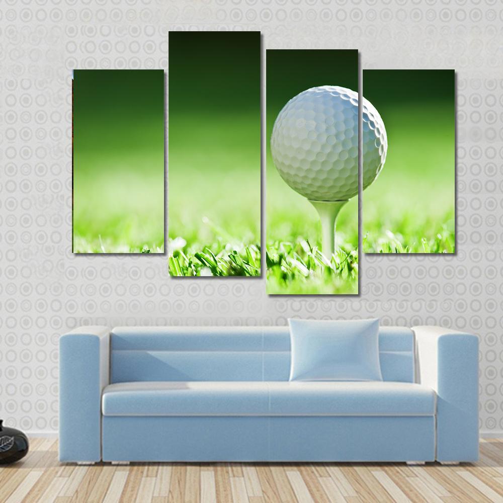 Golf Ball On Green Grass Canvas Wall Art-4 Pop-Gallery Wrap-50" x 32"-Tiaracle