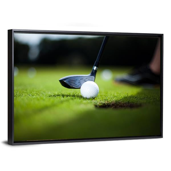 Golf Ball On Green Meadow Canvas Wall Art-3 Horizontal-Gallery Wrap-25" x 16"-Tiaracle