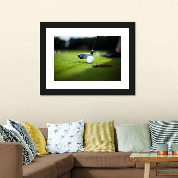 Golf Ball On Green Meadow Canvas Wall Art-3 Horizontal-Gallery Wrap-25" x 16"-Tiaracle