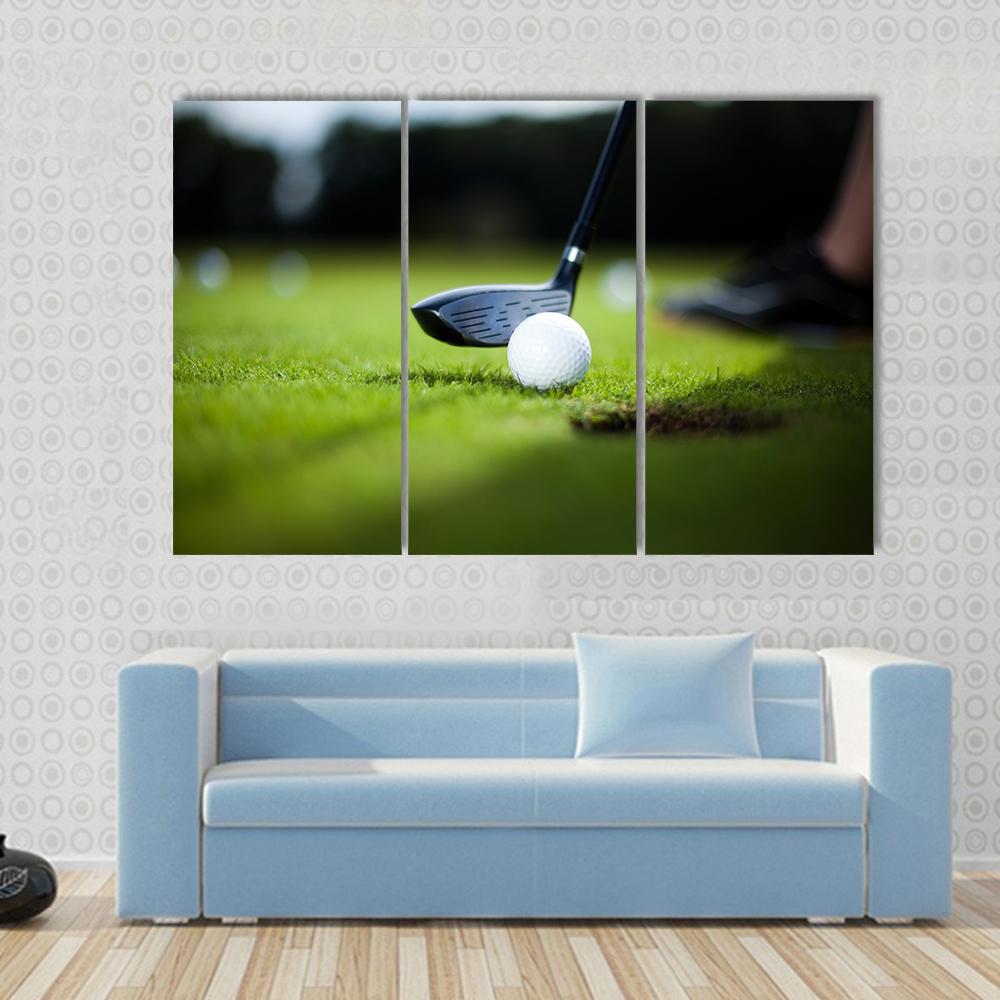 Golf Ball On Green Meadow Canvas Wall Art-3 Horizontal-Gallery Wrap-37" x 24"-Tiaracle