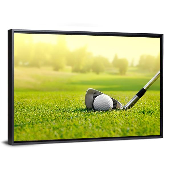 Golf Ball With Stick Canvas Wall Art-3 Horizontal-Gallery Wrap-25" x 16"-Tiaracle