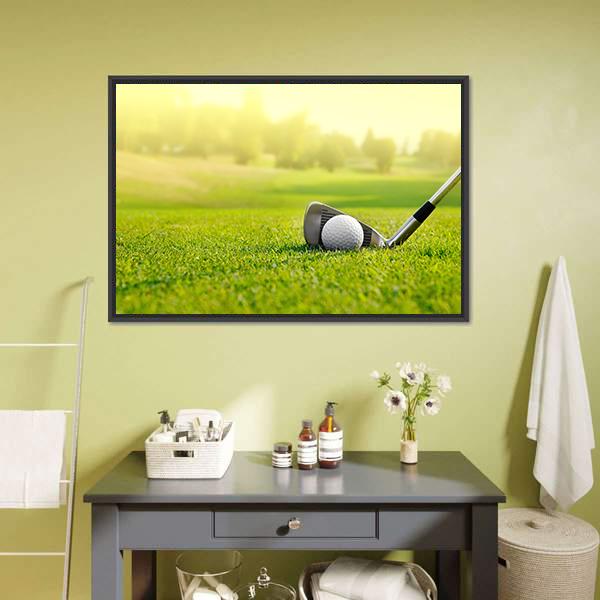 Golf Ball With Stick Canvas Wall Art-1 Piece-Floating Frame-24" x 16"-Tiaracle