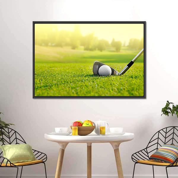 Golf Ball With Stick Canvas Wall Art-3 Horizontal-Gallery Wrap-25" x 16"-Tiaracle