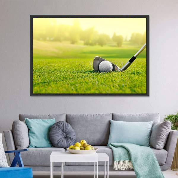 Golf Ball With Stick Canvas Wall Art-3 Horizontal-Gallery Wrap-25" x 16"-Tiaracle