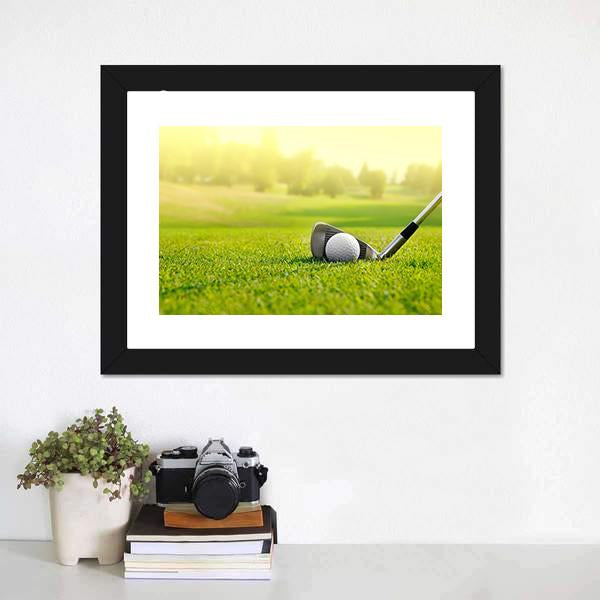 Golf Ball With Stick Canvas Wall Art-1 Piece-Framed Print-20" x 16"-Tiaracle