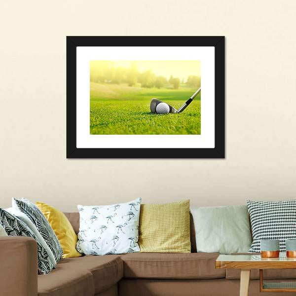 Golf Ball With Stick Canvas Wall Art-3 Horizontal-Gallery Wrap-25" x 16"-Tiaracle