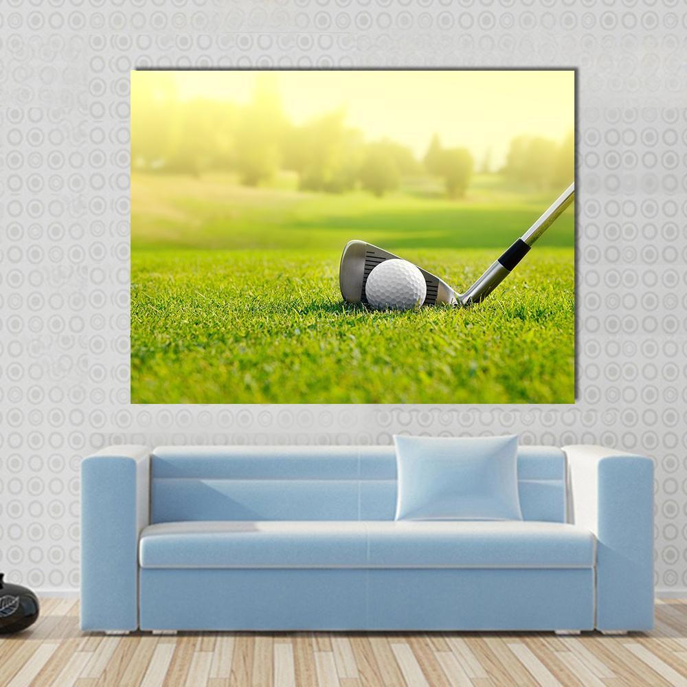 Golf Ball With Stick Canvas Wall Art-1 Piece-Gallery Wrap-48" x 32"-Tiaracle