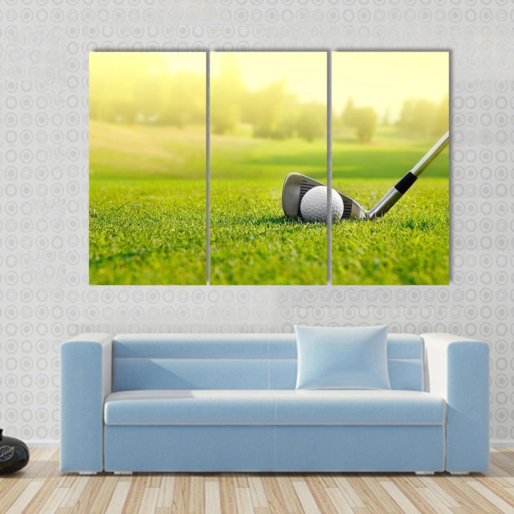 Golf Ball With Stick Canvas Wall Art-3 Horizontal-Gallery Wrap-37" x 24"-Tiaracle