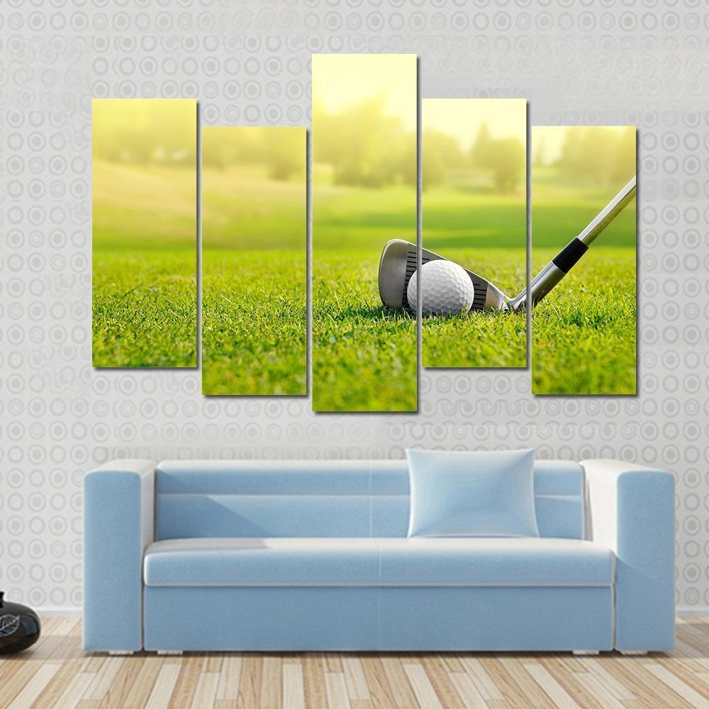 Golf Ball With Stick Canvas Wall Art-5 Pop-Gallery Wrap-47" x 32"-Tiaracle