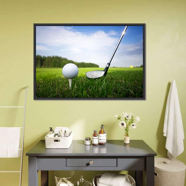 Golf Club And Ball Canvas Wall Art-1 Piece-Floating Frame-24" x 16"-Tiaracle