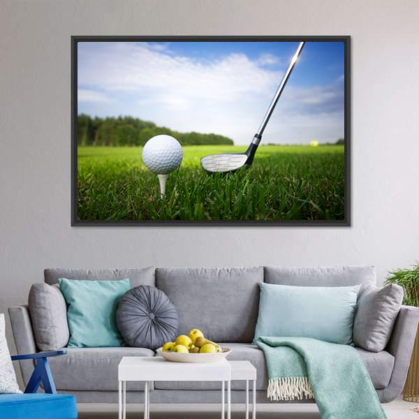 Golf Club And Ball Canvas Wall Art-3 Horizontal-Gallery Wrap-25" x 16"-Tiaracle