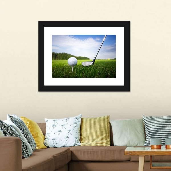 Golf Club And Ball Canvas Wall Art-3 Horizontal-Gallery Wrap-25" x 16"-Tiaracle