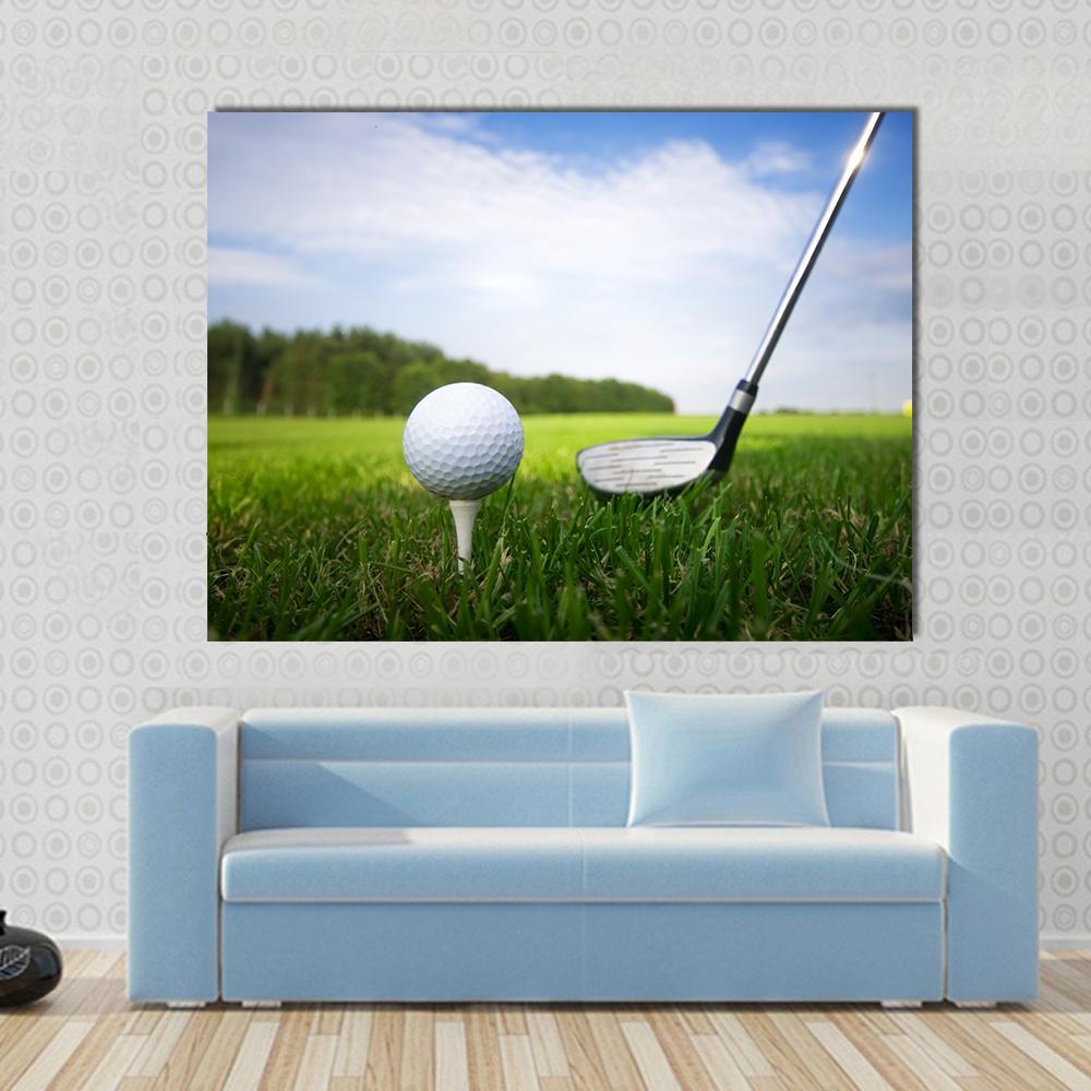 Golf Club And Ball Canvas Wall Art-1 Piece-Gallery Wrap-48" x 32"-Tiaracle