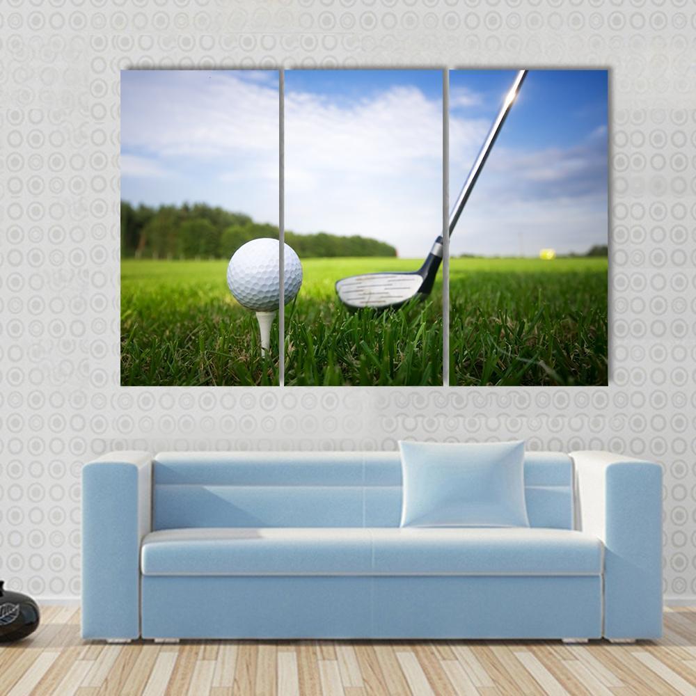 Golf Club And Ball Canvas Wall Art-3 Horizontal-Gallery Wrap-37" x 24"-Tiaracle