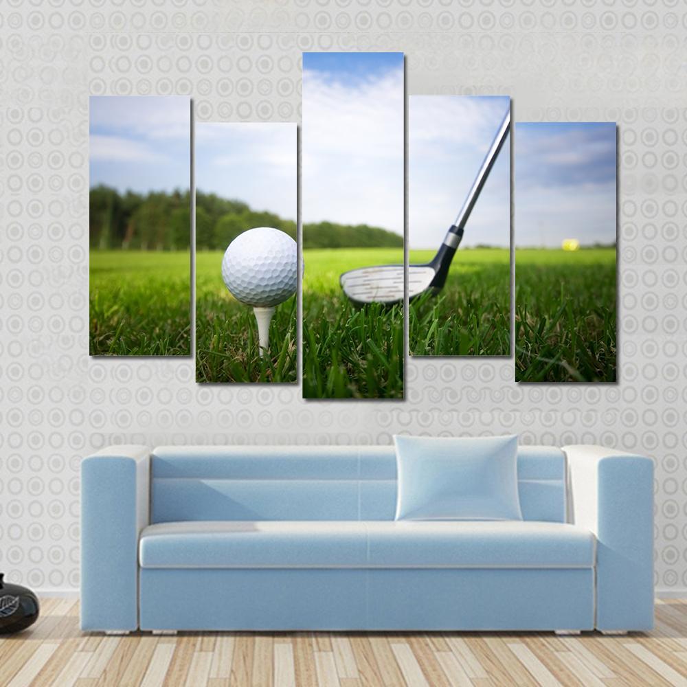 Golf Club And Ball Canvas Wall Art-5 Pop-Gallery Wrap-47" x 32"-Tiaracle