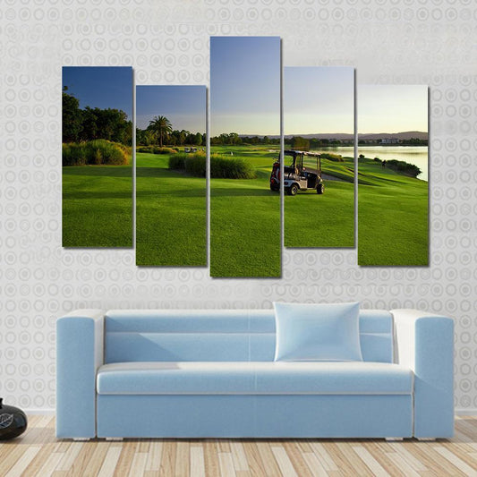 Golf Course & Buggies Canvas Wall Art-5 Pop-Gallery Wrap-47" x 32"-Tiaracle