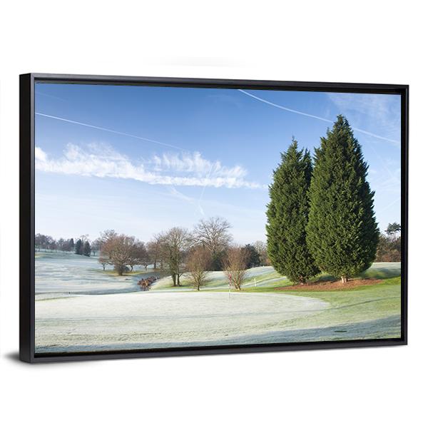 Golf Course Drapped In Winter Canvas Wall Art-3 Horizontal-Gallery Wrap-25" x 16"-Tiaracle