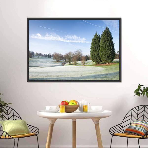 Golf Course Drapped In Winter Canvas Wall Art-3 Horizontal-Gallery Wrap-25" x 16"-Tiaracle
