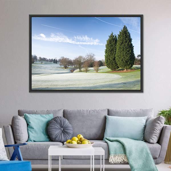Golf Course Drapped In Winter Canvas Wall Art-3 Horizontal-Gallery Wrap-25" x 16"-Tiaracle