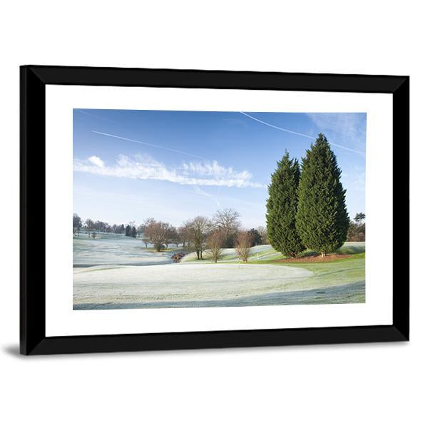 Golf Course Drapped In Winter Canvas Wall Art-3 Horizontal-Gallery Wrap-25" x 16"-Tiaracle