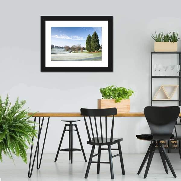 Golf Course Drapped In Winter Canvas Wall Art-3 Horizontal-Gallery Wrap-25" x 16"-Tiaracle