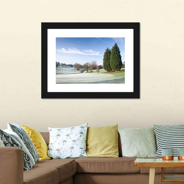Golf Course Drapped In Winter Canvas Wall Art-3 Horizontal-Gallery Wrap-25" x 16"-Tiaracle