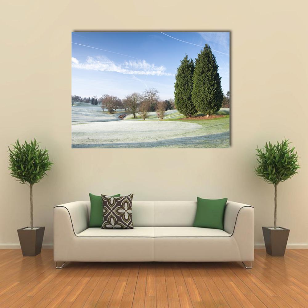Golf Course Drapped In Winter Canvas Wall Art-1 Piece-Gallery Wrap-48" x 32"-Tiaracle